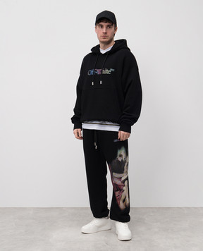 Off-White Черные джогеры с принтом OMCH057S25FLE003