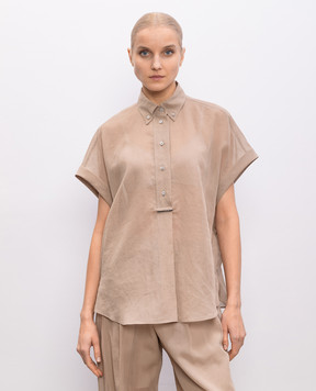 Brunello Cucinelli Бежевая блуза с цепочкой мониль MH911RA915