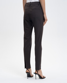 Brunello Cucinelli Коричневые брюки с шерстью с цепочкой мониль MPW07P8584