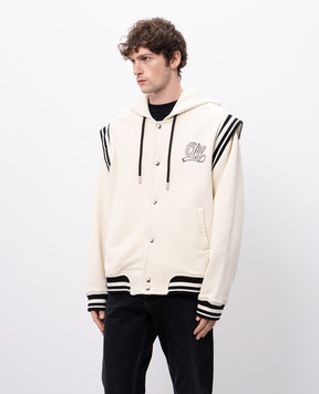 Off-White Бежевая спортивная куртка с вышивкой Arrow OMEK003S25JER001