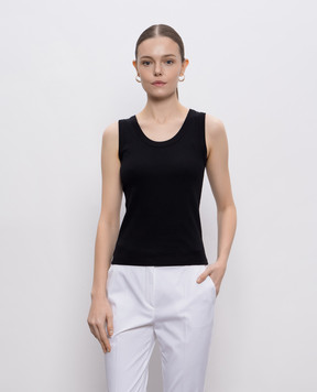 Max Mara Weekend Чорний топ MULTIC в рубчик з емблемою логотипа MULTIC