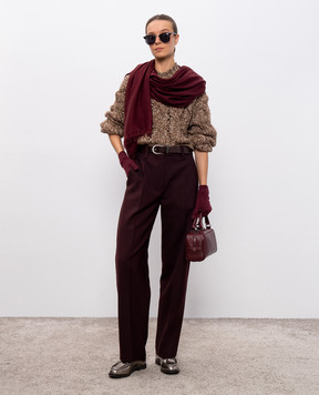 Brunello Cucinelli Бордові штани з вовною з ланцюжком моніль MB167P9042