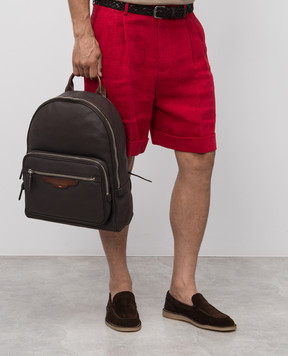 Santoni Коричневий шкіряний рюкзак з логотипом UIBBA2364ENA2IB