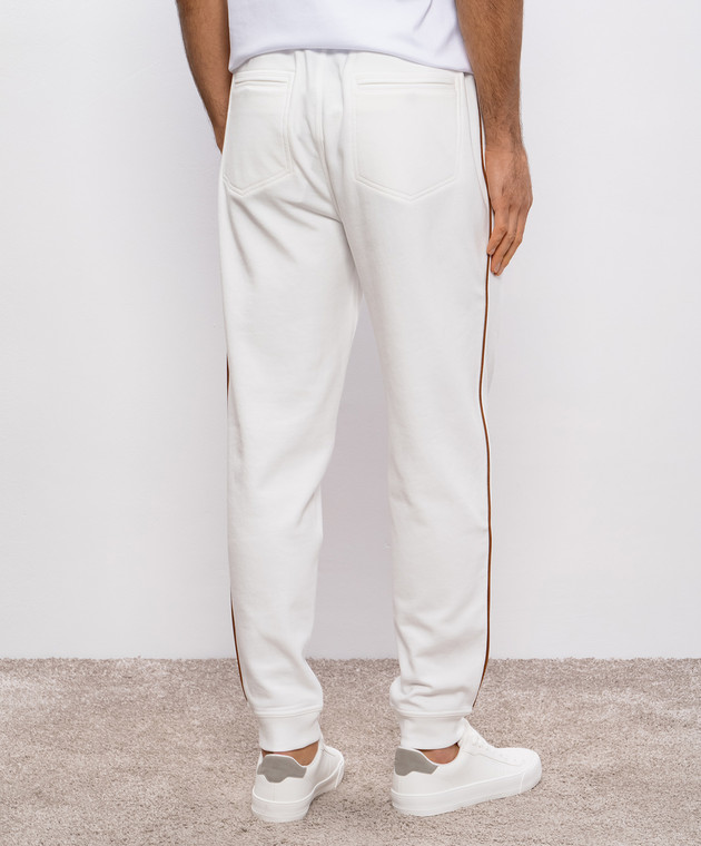 Brunello Cucinelli Білі спортивні штани з контрастним окантуванням MW8633311G зображення 4