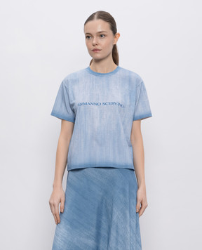 Ermanno Scervino Блакитна футболка з логотипом D462L312LJO