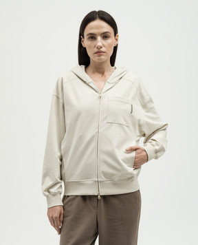 Brunello Cucinelli Бежевая спортивная куртка с цепочкой мониль MP827HA706