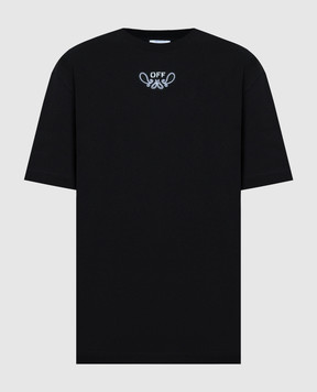 Off-White Черная футболка с вышивкой Bandana Arrow OMAA027S24JER001