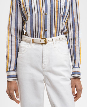 Balmain Білий шкіряний ремінь Anthem FN1WJ191LSLX
