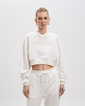 Alexander McQueen Білий укорочений світшот з логотипом 815584QLAD8
