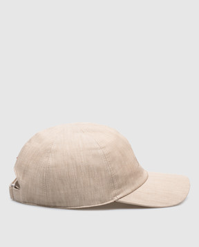 Loro Piana Бежева кепка з льону з вишивкою логотипа FAN1081