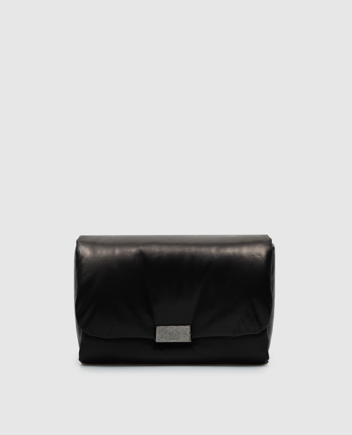 

Черная кожаная сумка-мессенджер с дутым эффектом, Черный, Сумки через плечо