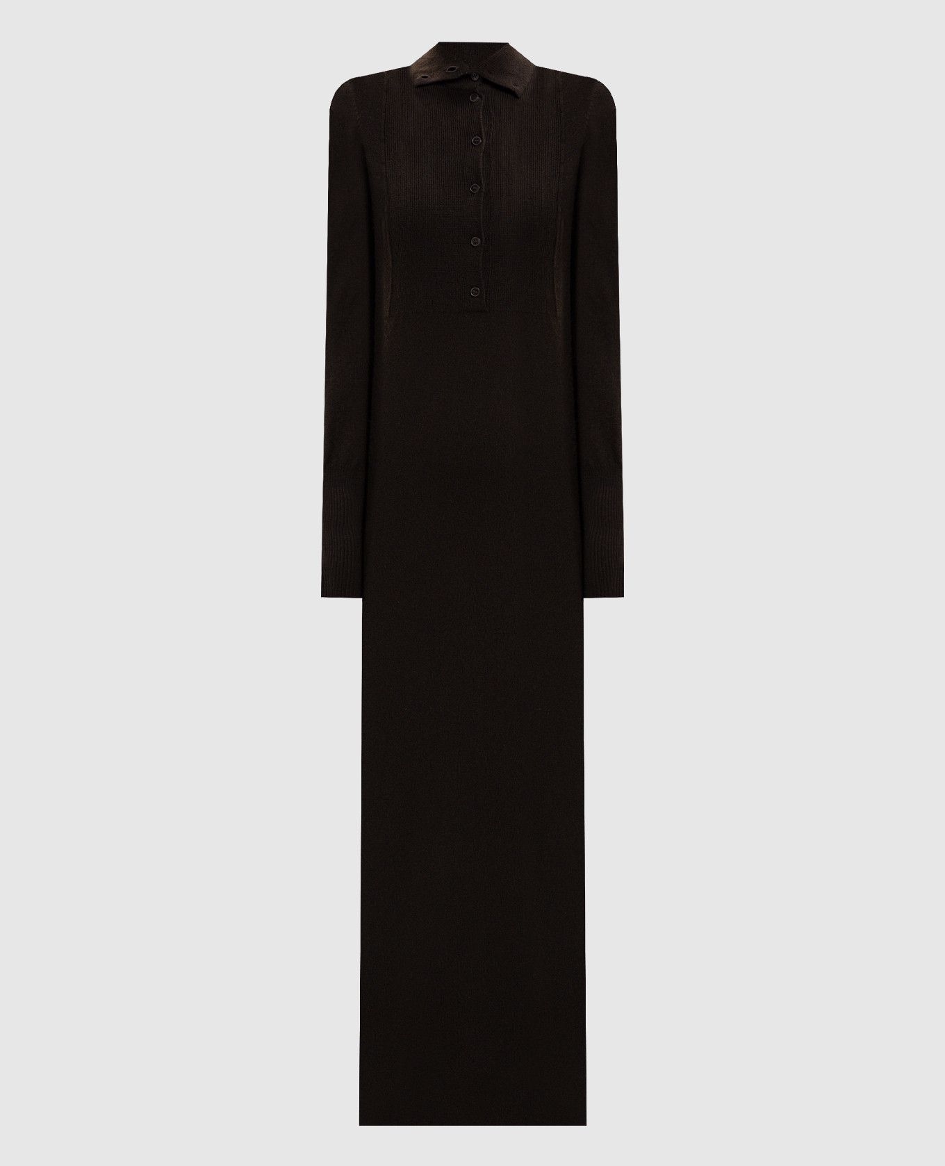 

Коричневое платье макси из кашемира, Коричневый, Повседневные платья