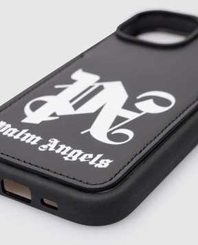 Palm Angels Черный чехол для IPHONE 15 с принтом логотипа PWPA028R24LEA001