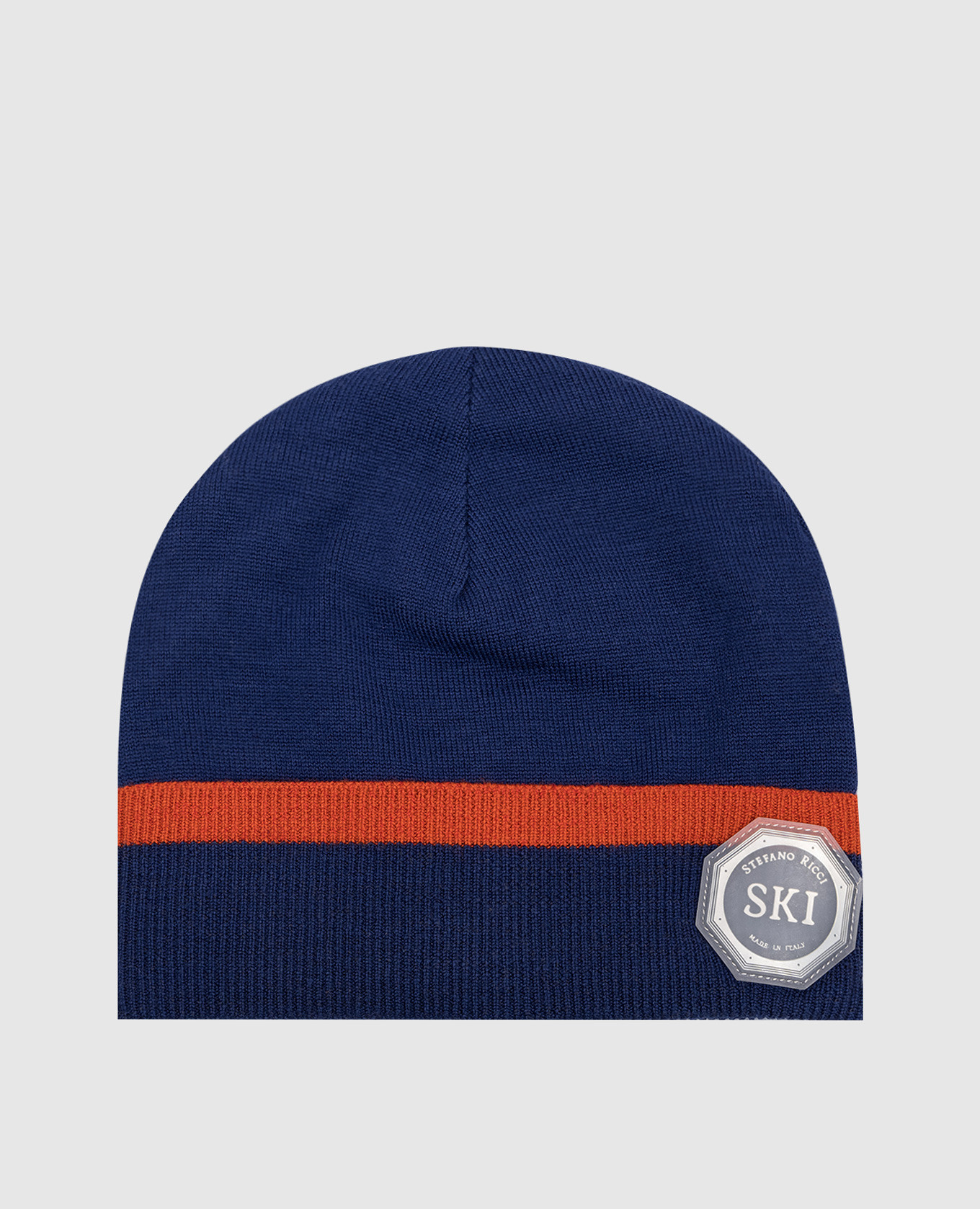 Детская синяя шапка из кашемира и шелка в узор