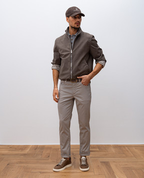 Brunello Cucinelli Серое поло с леном M2L707715