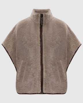Brunello Cucinelli Серый жилет из овчины с цепочкой мониль MPMCM7733P