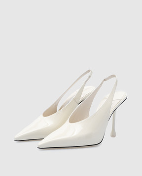 Jimmy Choo Белые кожаные лакированные слингбеки Isa ISA95PAT