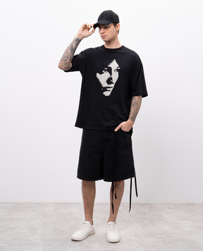 Ann Demeulemeester Черная футболка с принтом October's portrait B0012497FA206