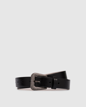 Brunello Cucinelli Чорний шкіряний глянцевий ремінь M0TROC266