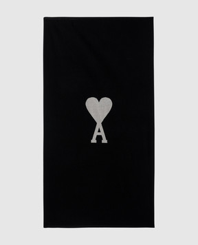 Ami Paris Черное полотенце с узором логотипа UTW935340