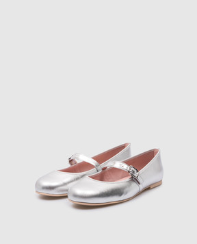 Pretty Ballerinas Дитячі шкіряні сріблясті балетки Hermioneі 49113
