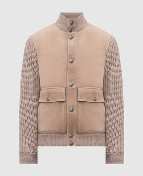 Brunello Cucinelli Коричневая комбинированная куртка с кашемиром MPMVS2060
