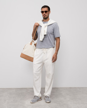 Brunello Cucinelli Серая меланжевая футболка с принтом M0B138485