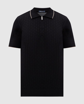 Bertolo Cashmere Черное поло в тканый узор 902435002482