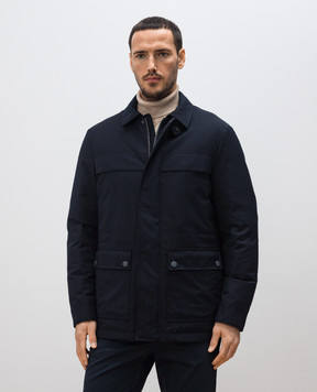 Canali Синя пухова куртка з патчем емблеми логотипа SG02953O20368K