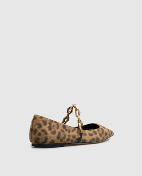 Jimmy Choo Бежевые кожаные балетки Diamond Tilda Flat в анималистичный принт. DIAMONDTILDAFLATLO