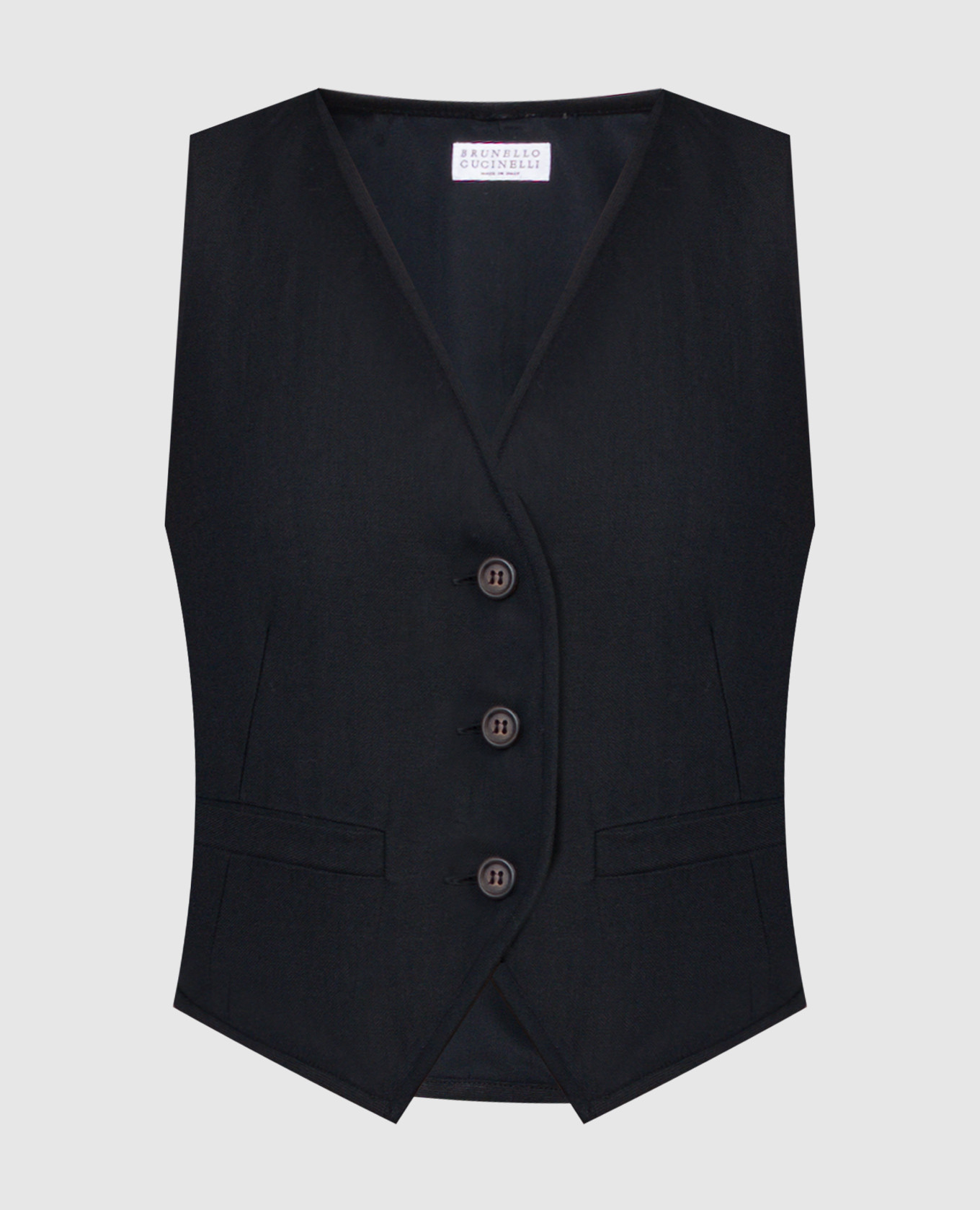 Black linen waistcoat with monil chain