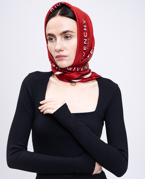 Givenchy Червона хустка із шовку в принт логотипа 710009495001
