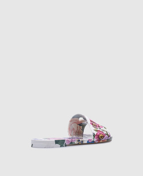 Dolce&Gabbana Белые лакированные шлепанцы в цветочный принт. CW2215A6L05