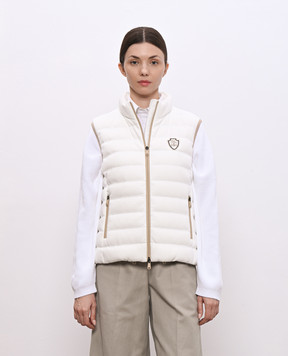 Brunello Cucinelli Білий пуховий жилет з нашивкою емблеми MG9277778