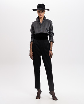 Saint Laurent Черная блуза в полоску с люрексом 582488