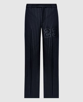 Off-White Черные брюки с шерстью в полоску OMCO033S24FAB002