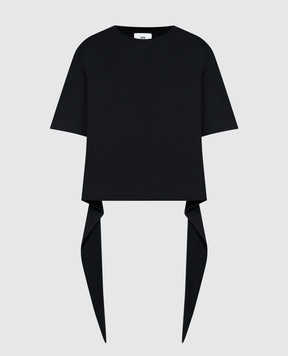 Solotre Чорна футболка з асиметричним низом M1B0106