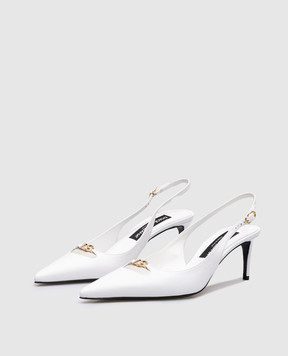Dolce&Gabbana Білі шкіряні слінгбеки з логотипом DG CG0796A1953