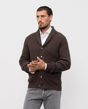 Brunello Cucinelli Коричневий кардиган в рубчик MNI708606