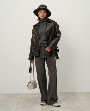 Brunello Cucinelli Сірі вельветові штани з поясом MD574P8692