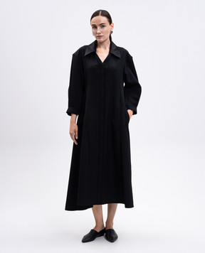 Jil Sander Чорна сукня-сорочка з вовни J02CT0522J40002