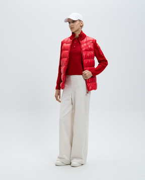 Moncler Красная комбинированная куртка с шерстью с логотипом J20939B00013M1131