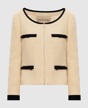 Valentino Бежевий твідовий жакет з вовни 7B0CE4T590Y
