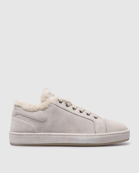 Giuseppe Zanotti Бежевые замшевые кеды City на меху. RW40001
