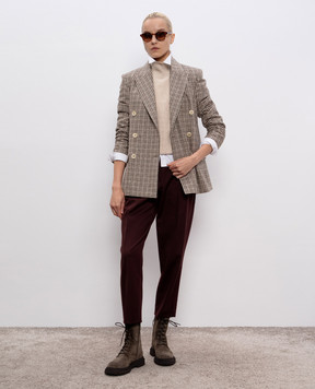 Brunello Cucinelli Бежевий светр з кашеміру з ланцюжком моніль M12721704P