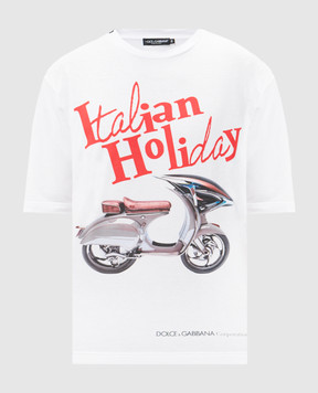 Dolce&Gabbana Біла футболка з принтом Vespa G8PN9TG7O4S