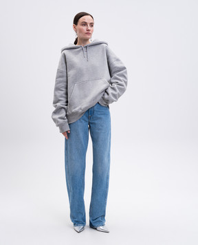 Thierry Mugler Серое утепленное худи с логотипом 25F3SW00876028