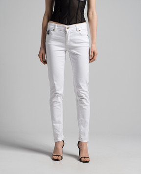 Versace Jeans Couture Білі джинси скіні з металевим логотипом 76HAB5K1CEW01