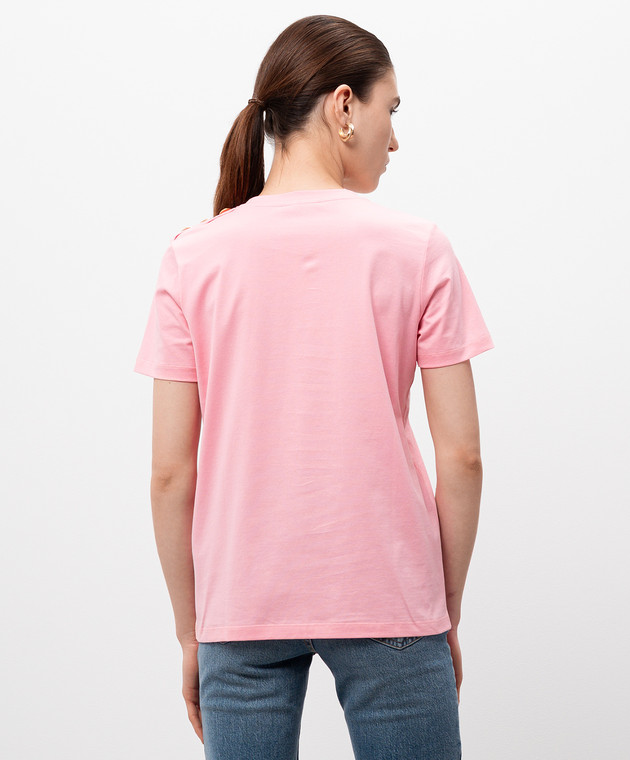 Balmain Розовая футболка с логотипом BF1EF005BB02 изображение 4