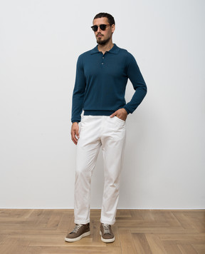 Canali Голубое поло из шерсти MK02353C1123